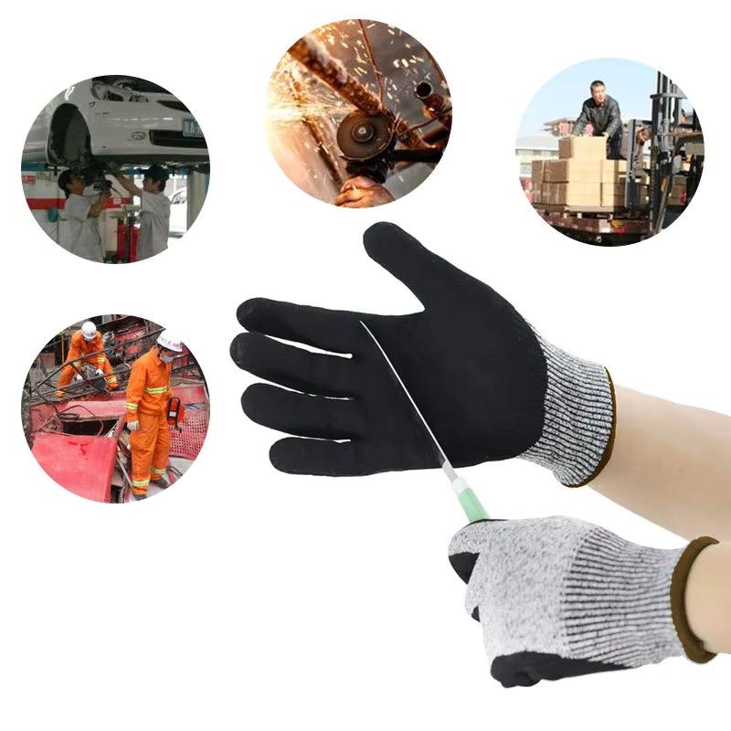 HPPE EN388 CE Level 5 Foam Dipped Knife-Proof Work Safety Nitrile Coated Cut-Resistant Gloves (as the picture,Cut-Protection Gloves&S)