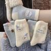 Winter Socks Mink Fleece Piled And Thickened Fluffy Socks, Cartoon Cute Animal Medium Tube Socks