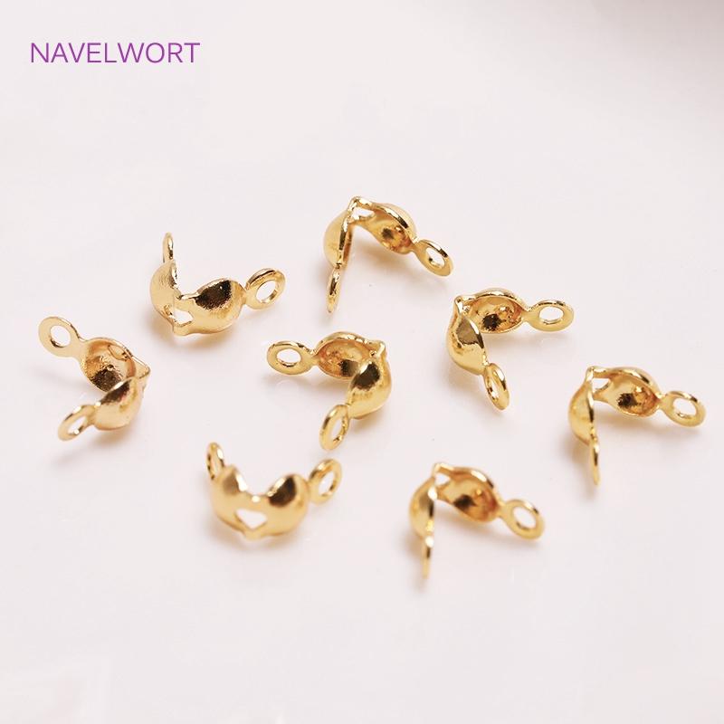 Jewellery Making Supplies Findings Thickened 14k/18k Real Gold Plating 4MM Double-Cup Bead Tip Crimp Cover for DIY