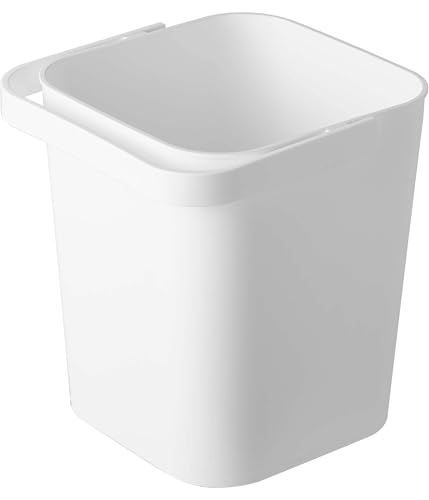 Yamazaki Tower Bucket with Lid, 12L, White, Approx. W27.5 X D26.5 X H28cm, Square, with Handle, Storage Box, 4208