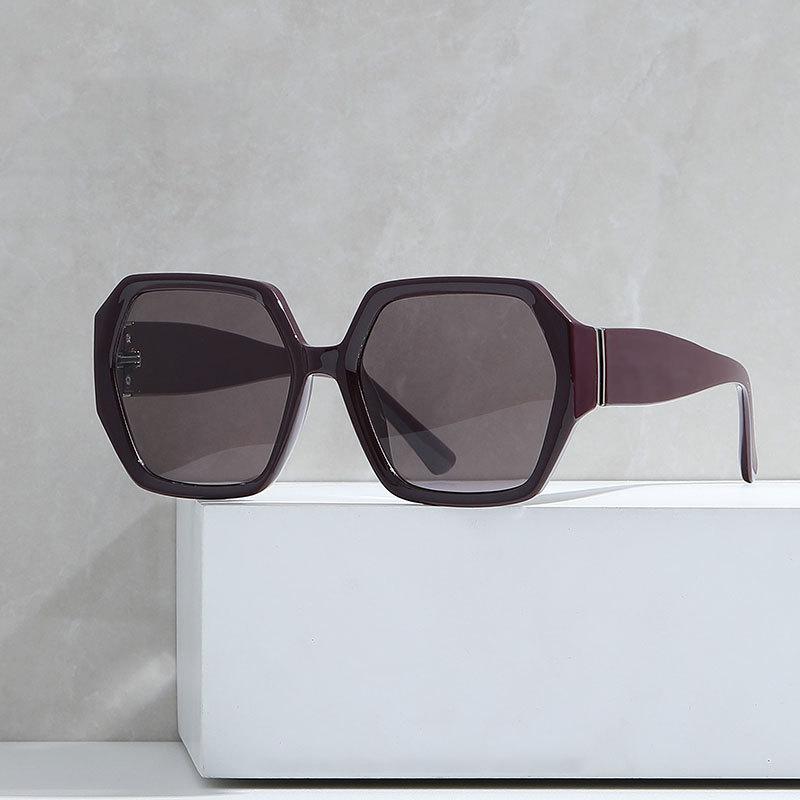 Classic slim large frame polygonal sunglasses women street shot concave shape sunscreen sunglasses
