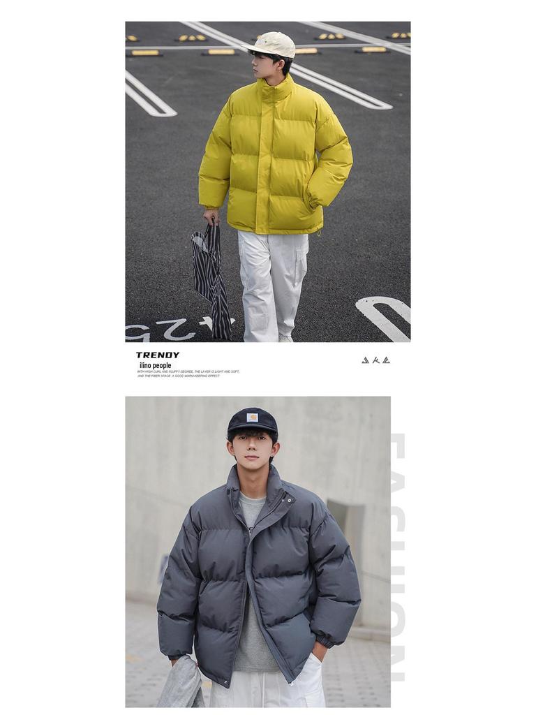 Unisex Cotton Jacket: Winter Wear for Couples, Versatile Two-Way Design, Solid Color, Casual Hooded Jacket.