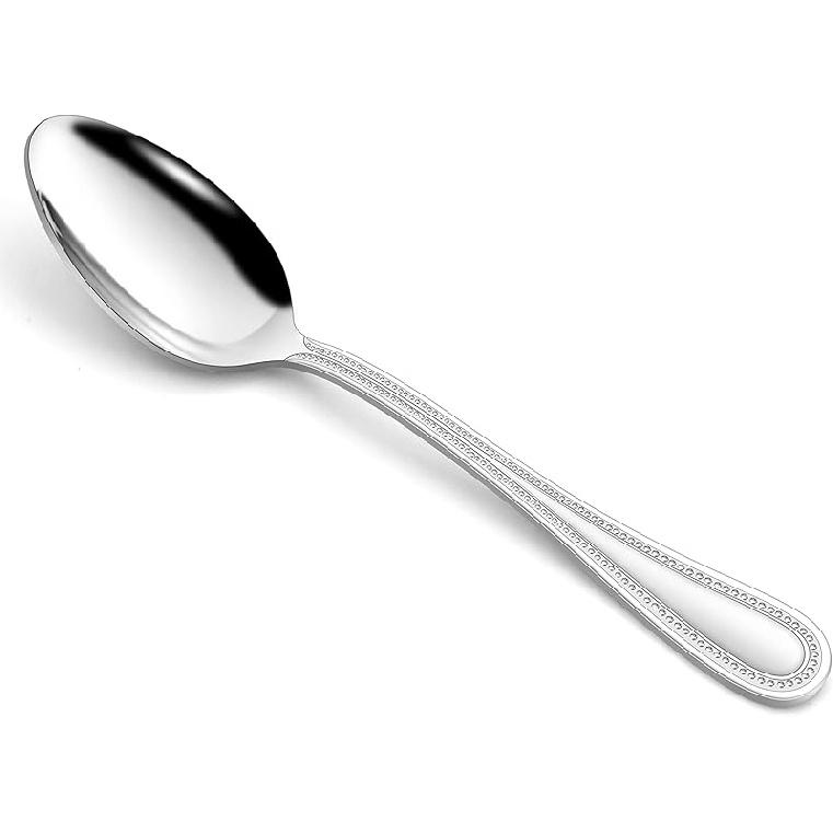 HaWare 12-Pieces Teaspoons, Stainless Steel 7.1 Inches Pearled Edge Small Spoons, Classic Elegant Design, Mirror Polished, Dishwasher Safe 7.9 inches