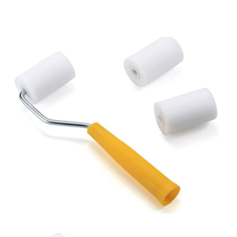 Paint Roller Kit 2 Inch High Density Foam with Tray Liner 1 Set for Even Finish on Doors and Cabinets