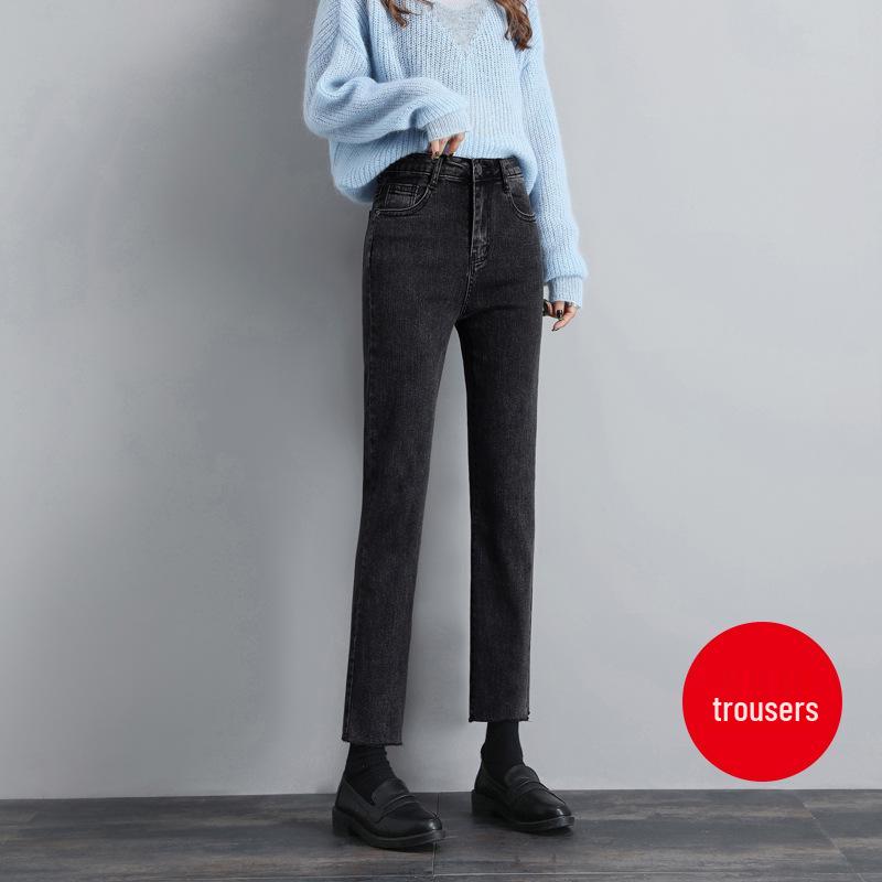 Women s 2025 High-Waisted Flannel-Lined Slimming Cropped Jeans 32