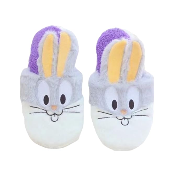 THEBEASTPIE Bugs Bunny Tweety Fluffy Room Stylish Character Gift Slippers, Shoes, Autumn/Winter, Indoor/Outdoor Use, Quiet, Warm, Women's, Cute,