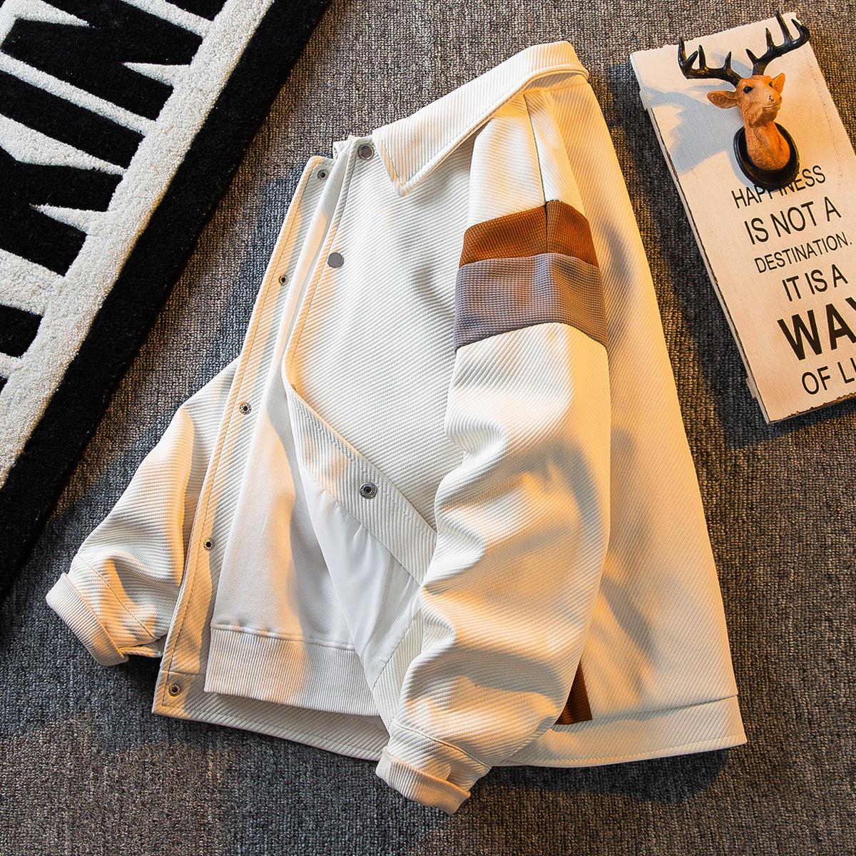 HPCP Men s Trendy Asymmetrical Retro Patchwork Jacket for Spring & Autumn M