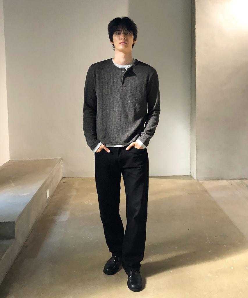 THEY Layered Ribbed Henley Neck T-Shirt_4 Color