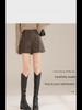 High Waist Women's PU Leather A-Line Shorts, Slim Wide-Leg, Black, Fall/Winter 2023, Korean Style, Perfect with Boots