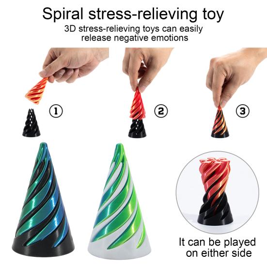 3D Printed Spiral Cone Toy Vortex Thread Illusion Impossible Spiral Cone Passthrough Sculpture Stress Relief Kids Adults Mini Spiral Cone Fidget Toy