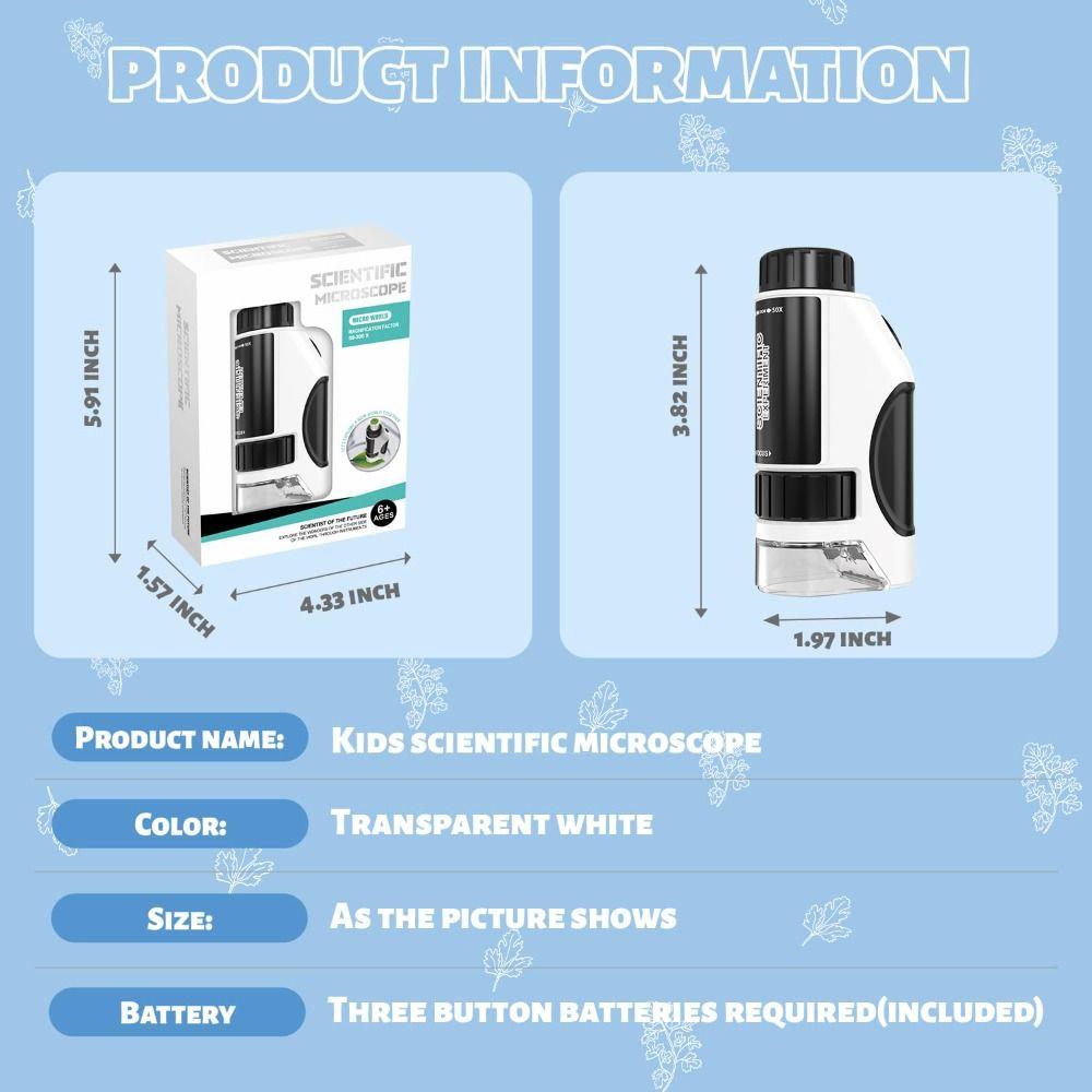 Adjustable Kids Microscope Up To 300x Kids Science Microscop Pocket Microscope Toys for Kids Gift