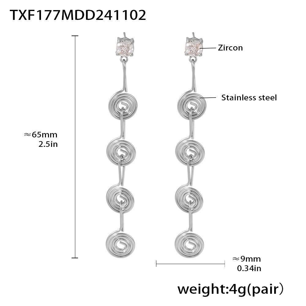 Qiong Yao Stainless Steel Jewelry Set: Mosquito Coil Holder, Tassel Earrings, Necklace, Anklet - New Ins Style for Women