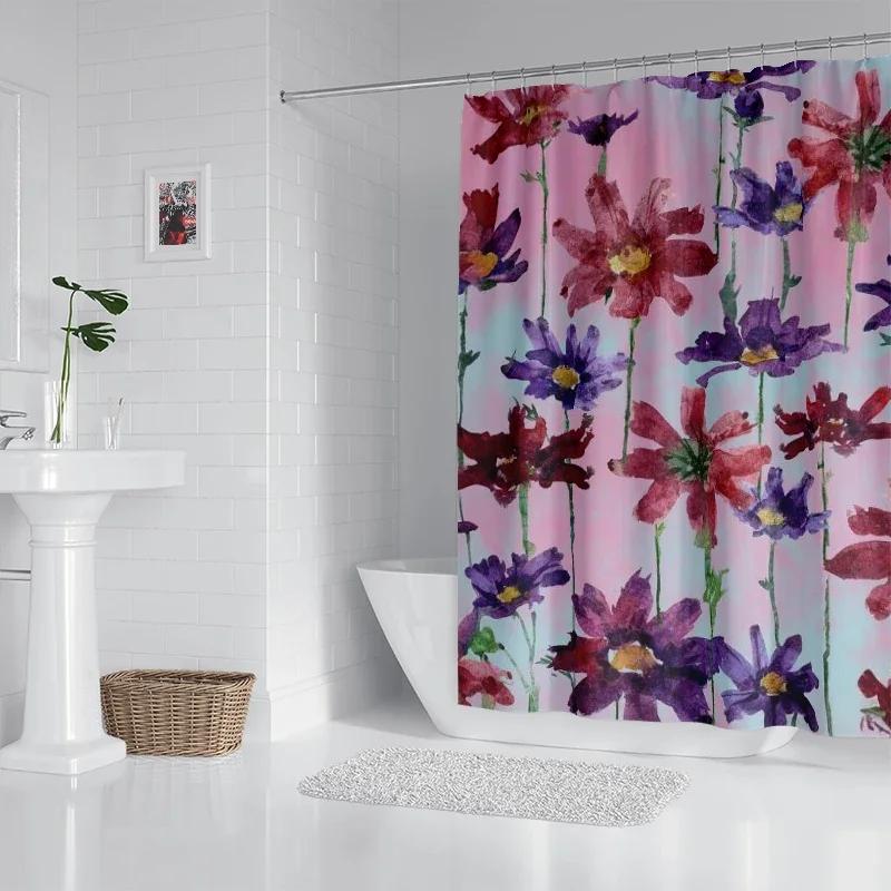 Hushåll vattentätt tyg hushåll duschdraperitillbehör duschdraperi 240 * 200 hem hawaiiansk stil duschdraperi