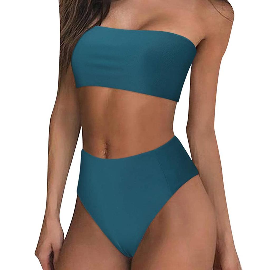 Dameseksy ensfarget braletttopper bikinsett todelt badedrakt