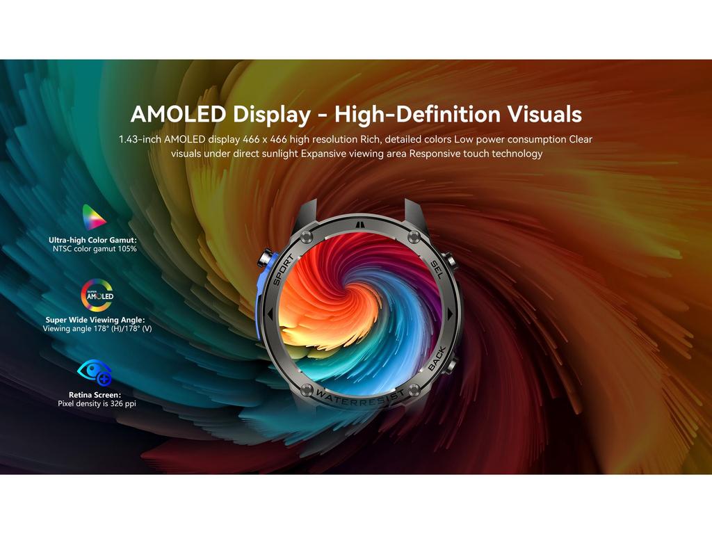 DM52 Smartwatch: Waterproof IP68, Bluetooth Calls, GPS Sport Tracker, Swimming-Compatible