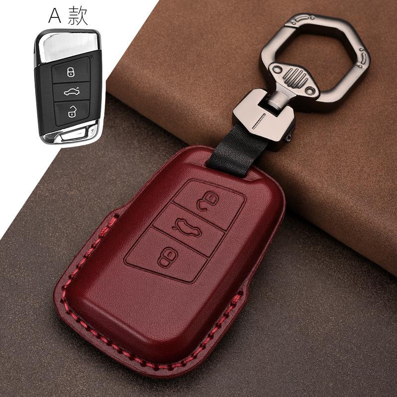 Suitable for Volkswagen Exploration Song Tuon Tuyue CC Bora 7 Golf 6 Leather Car Key Case Case Buckle Lingdu
