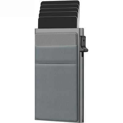 Lyxig Metall Rfid Kreditkortshållare Män Tunn Smal Mini Minimalistiska Plånböcker Bank ID-Korthållare Fodral Plånbok för Män Carteras Val