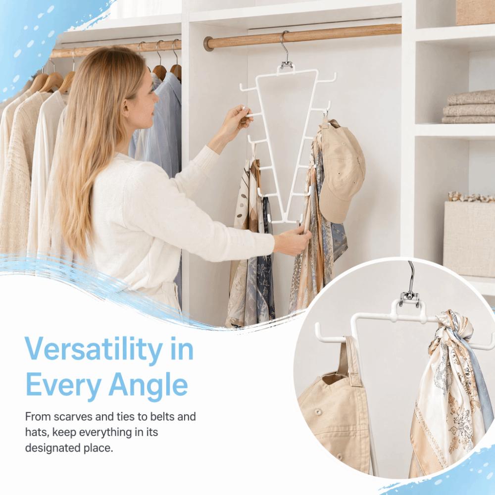 2Pcs 12 Hooks Metal V Shaped Hanger Wall Mounted Laundry Hanger Hat Storage Rack Household