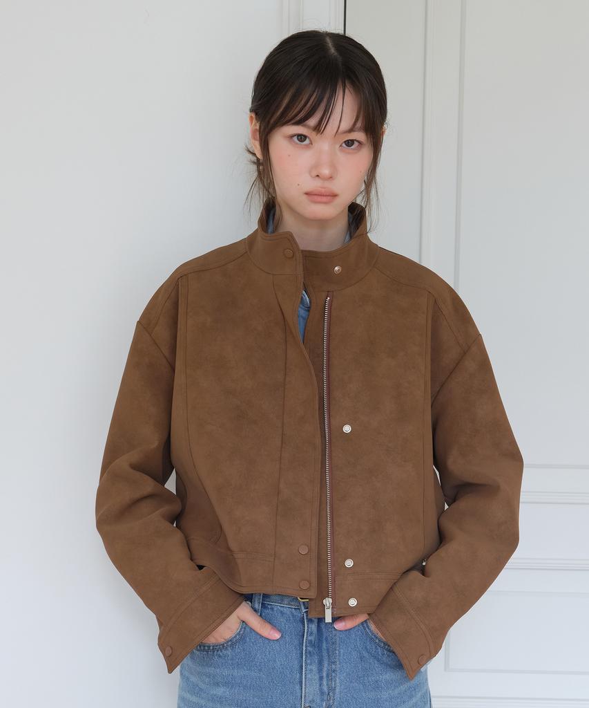 Yuppe Suede Blouson Jacket_Brown