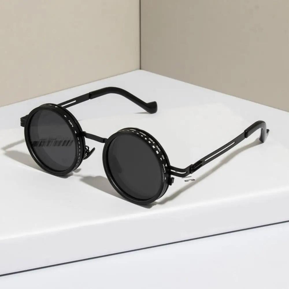 Round Polarized Sunglasses 9 Level Dimming Anti-UV Glasses Clarity Adjustable Sunglasses  Cycling