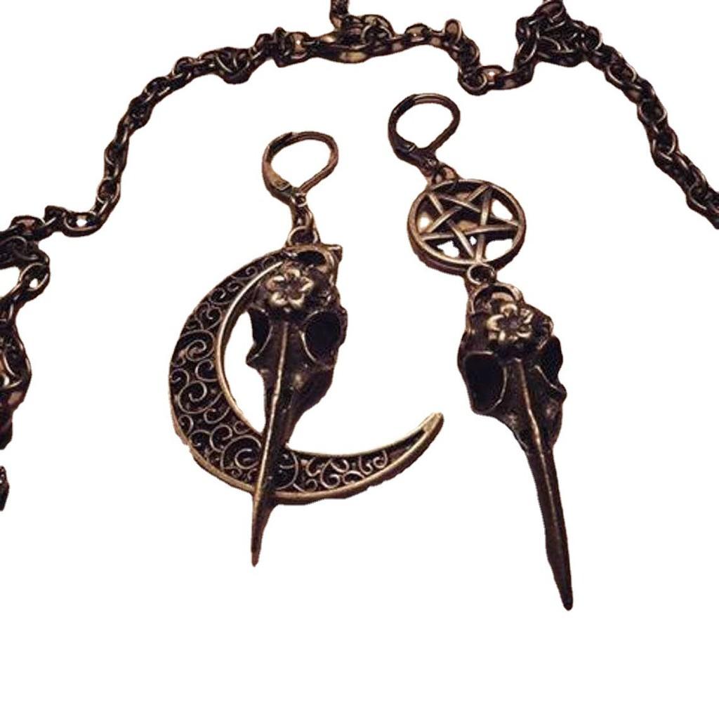 Steampunk Crow Skull Star Earring With Electroplated Alloy For Women Fashion Accessory