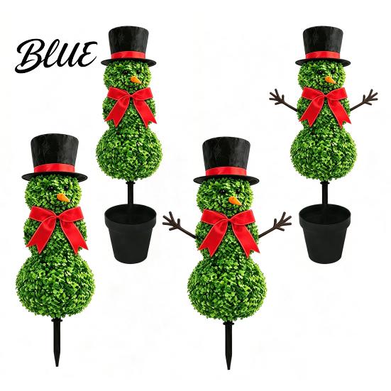 Outdoor Christmas Snowman Stake Yard Stake, Simulation Topiary Decoration for Home Decor Indoor Porch Garden, Festive Holiday Durable Plastic