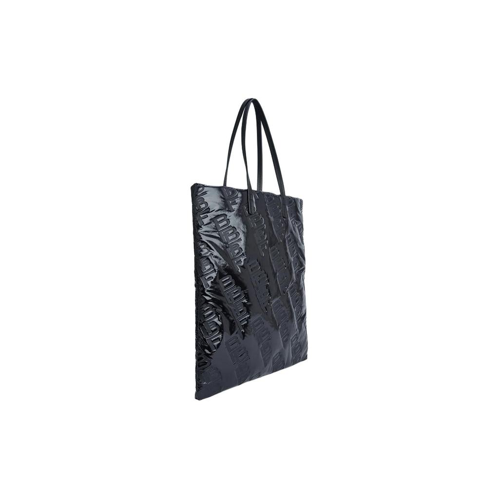 By Far Logo Embossed Shell Fabric And Leather Tote Bag Women tote bags Black 23PFSLTOTBLESFLLLAR