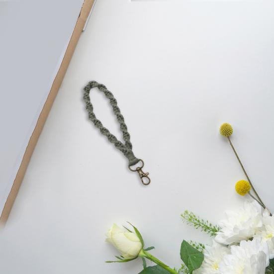 Cordón de llavero de ganchillo con hebilla colgante, correa para muñeca hecha a mano, soporte para llavero de coche de color sólido, pulsera tejida, pulsera, cuerda