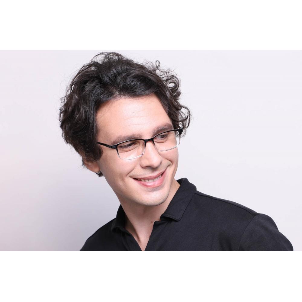 Full Rim Rectangle Black Clear Gradient Smartbuy Collection Alpha 2460 C6 Fashion Unisex Eyeglasses