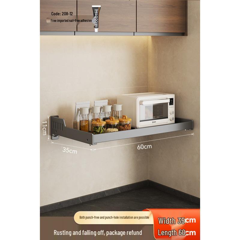 Punch-Free Kitchen Spice Rack: Wall-Mounted, Widened, Multifunctional Seasoning Storage Solution.