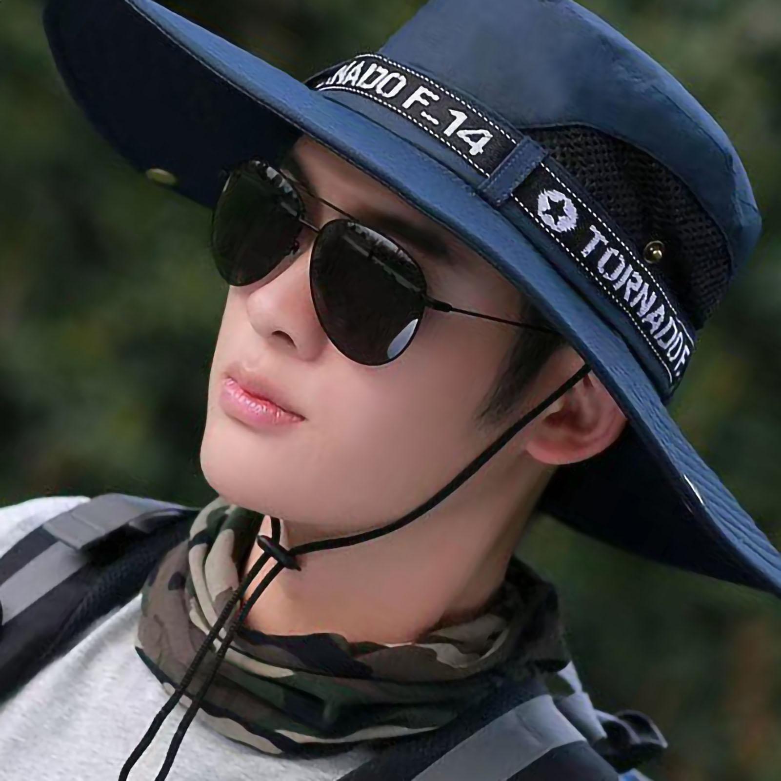 

Мужская шляпа от солнца, летняя модная, с большими полями, полудышащая, мужская шляпа рыбака для отдыха на природе, бежевая