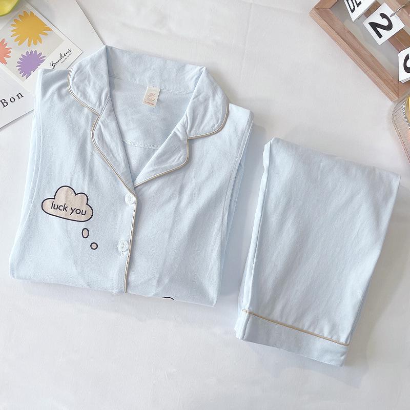 Plus Size Cotton Nursing Pajama Set for Postpartum and Pregnancy - Spring/Summer/Autumn Wear.