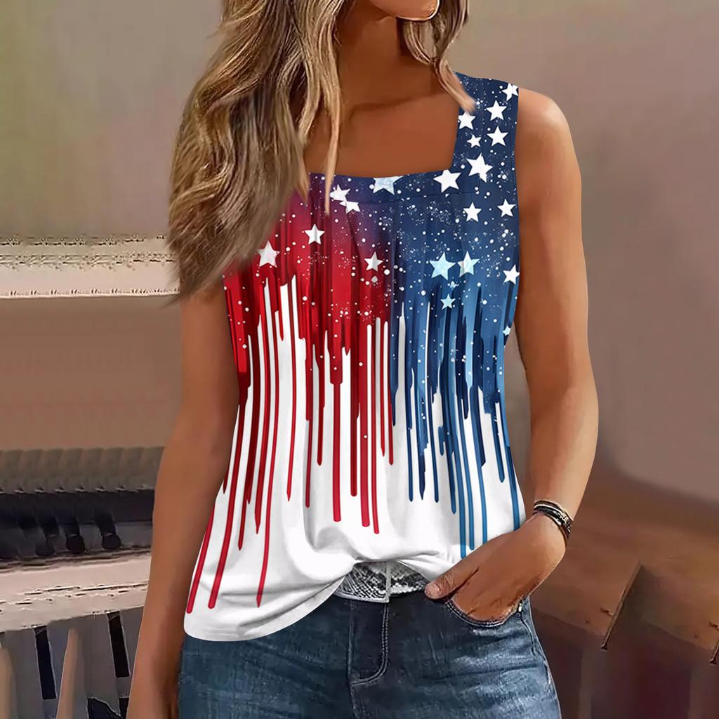Womens Spring Tops Sleeveless Flag Floral Print Casual Tank Summer Shirts for Women Dressy Tops for Women 2026