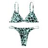 Women Leopard Print High Waist Two Bikini Swimwear Swimsuit Beachwear