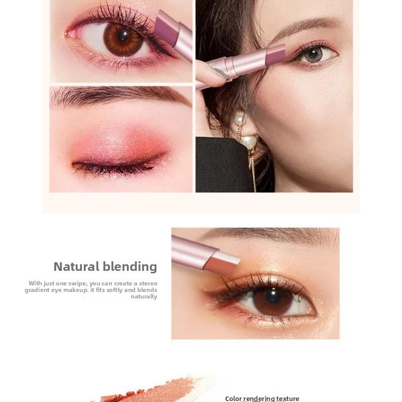 Gradient Dual-Color Eyeshadow Pencil Pearlescent Fine Shimmer Waterproof & Smudge-Proof Lazy Girl Eyeshadow Stick Beauty Eyeshadow