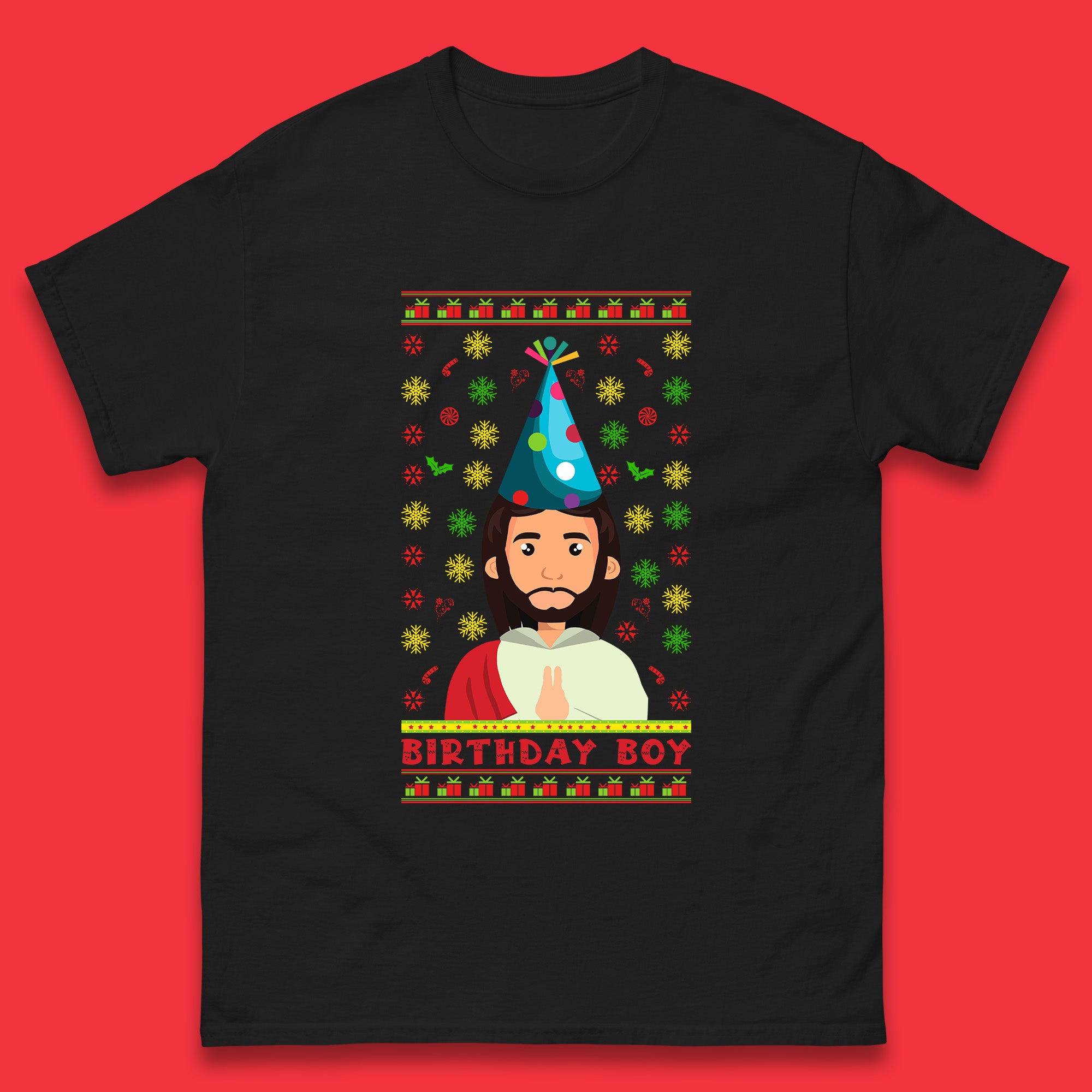 

Jesus Birthday Boy Christmas Mens T Shirt Womens Tops Tees Christmas Top XL