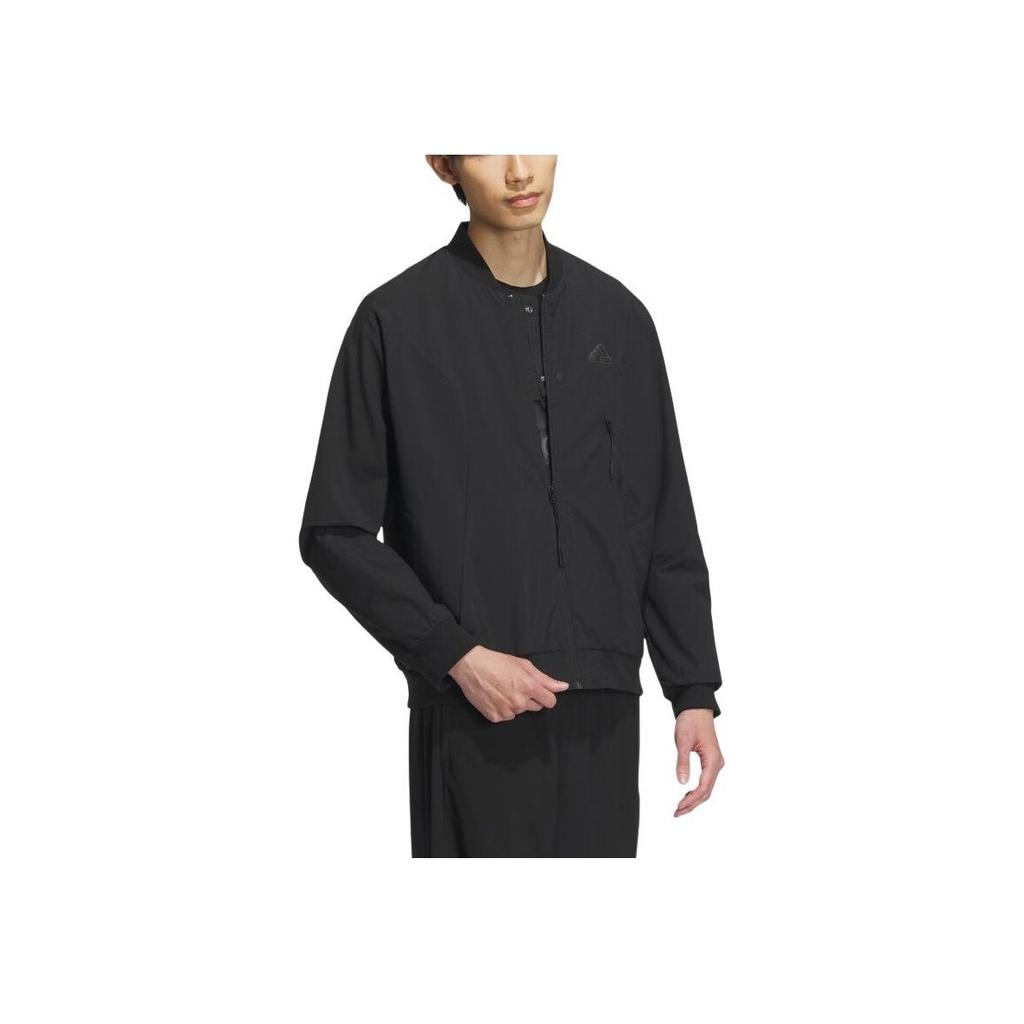 Adidas Solid Color Logo Long Sleeve Jacket Men Outerwear Black IP4958