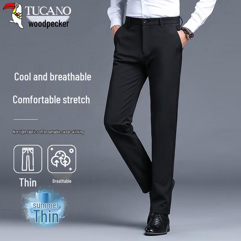 

TUCANO Men s Business Casual Slim Fit Suit Pants 36