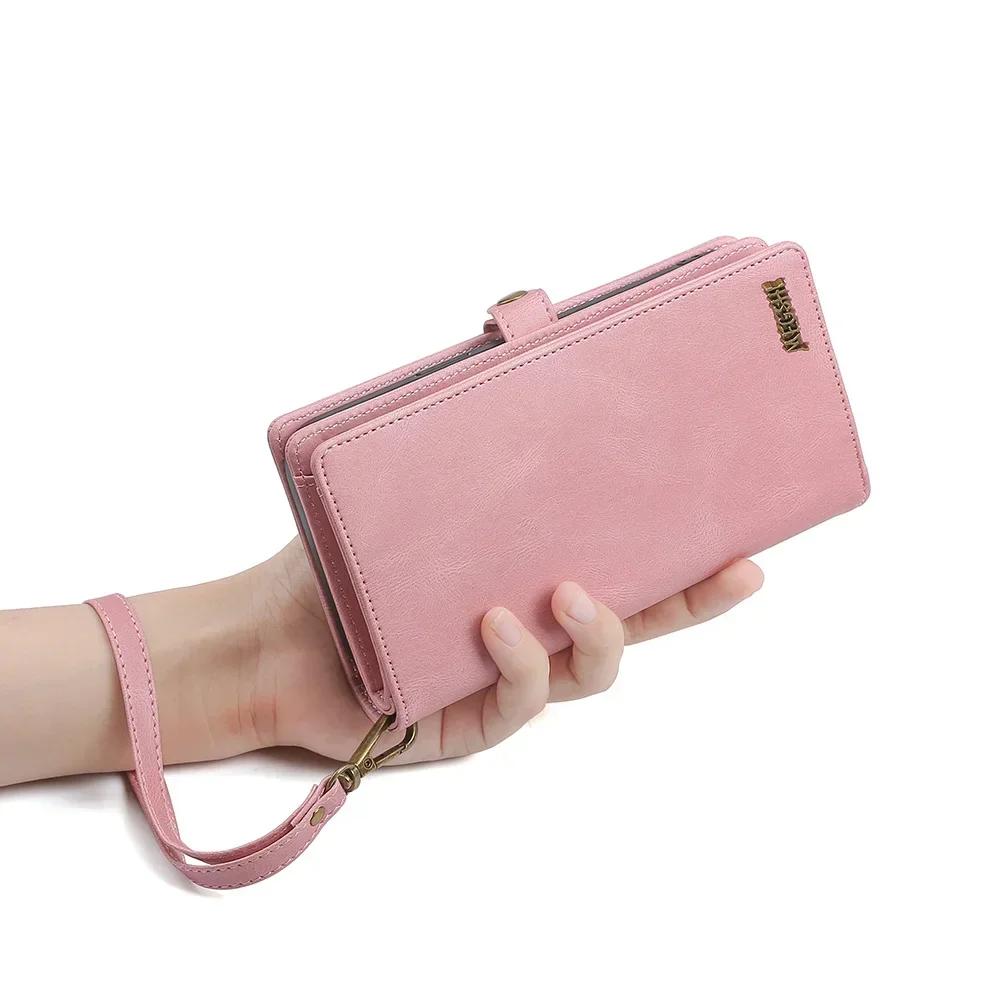 Wallet PU Leather Phone Case Cover For iPhone 16 15 Pro Max iPhone 16 15 Plus with Card Slots Zipper Wallet Design Phone Cover for iPhone 15 Plus розовый