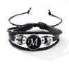 Fashion 26 Letters PU Leather Bracelets Multilayer A-Z Name Initials Bracelet For Men Wrist Accessories Jewelry Birthday Gifts