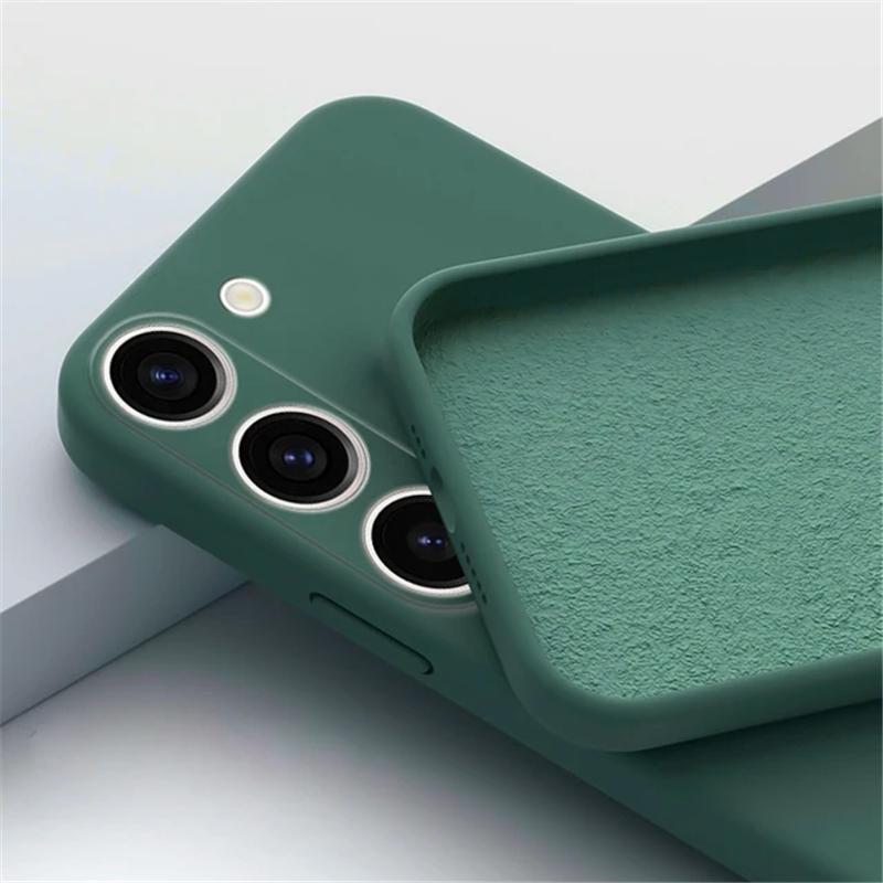 Lesklé měkké tekuté silikonové pouzdro na telefon Samsung Galaxy A04S A04E A14 A24 A34 A54 A23 A33 A53 A73 M13 M23 M33 M53 5G Ochranný kryt objektivu 4G