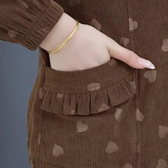 Women's Corduroy Shackets Jacket Oversized Button Down Lapel Coat Casual Long Sleeve Blouses Tops Fall Outerwear