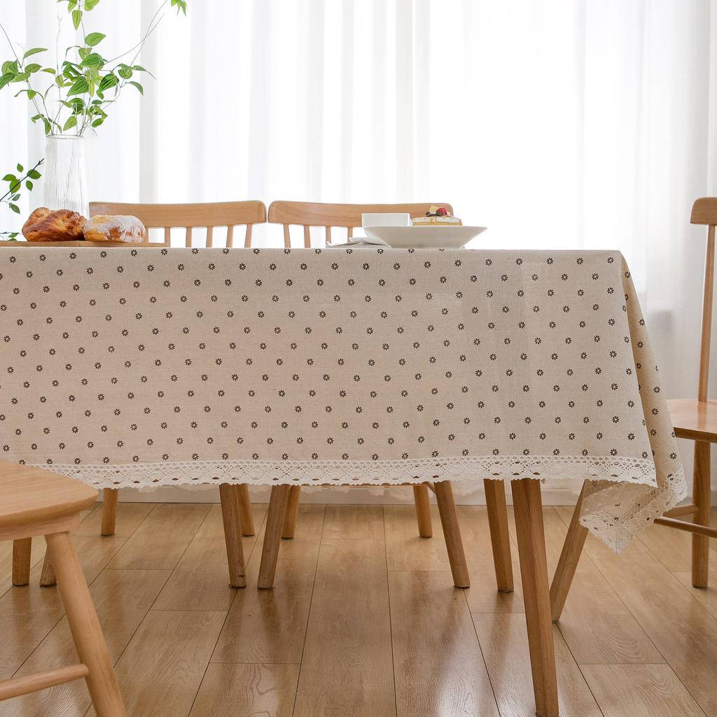 Rectangle Daisy Tablecloth with Tassel - Floral Tablecloth as Spring Decorations for The Home, Spring Summer Plaid Tablecloth for Holiday,Party Decor