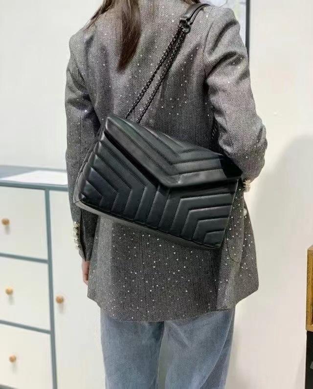 

Женская сумка через плечо Yang Shulin из натуральной кожи с цепочкой - элитный стиль осень/зима 35 cm