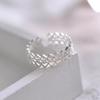 PONYKISS  Sterling Silver Hollow Lace Round Opening Rings for Women Trendy Adjustable Fine  Geometric Accessories