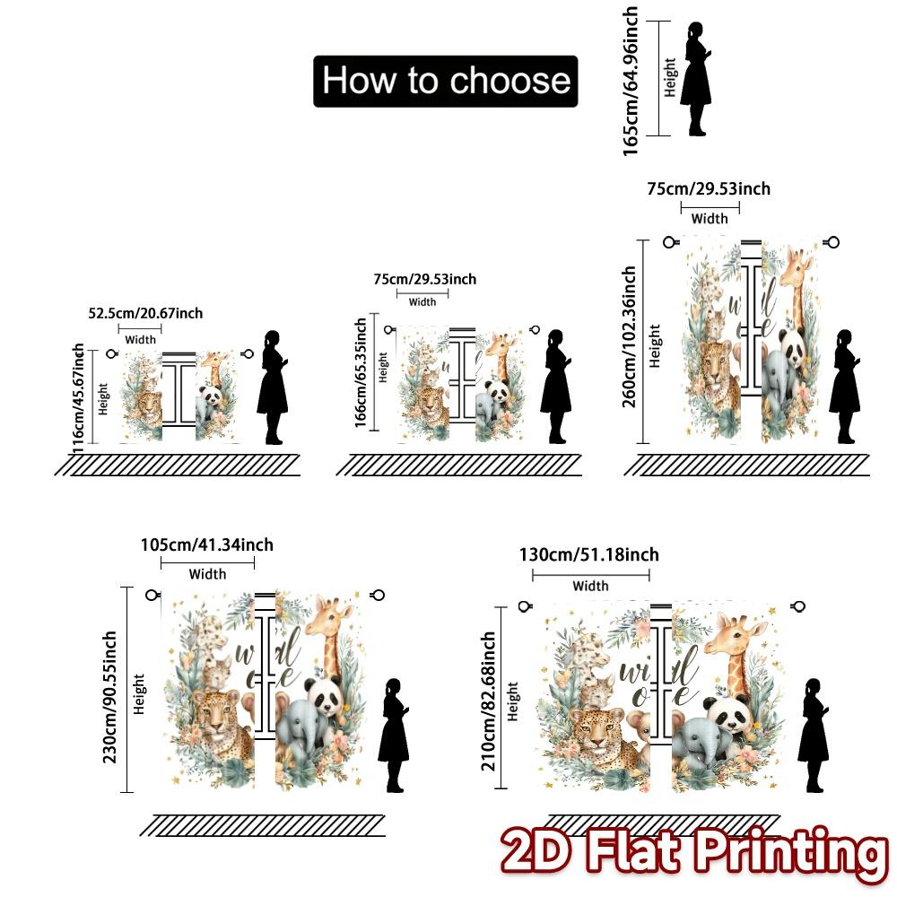 2pcs   2D FLAT PRINTING Curtains (Without Rod) Wild Safari Party Creative Modern Curtains Fabric Curtains Decorations For Home