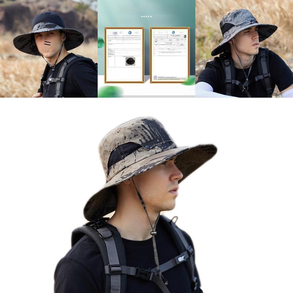 Camouflage Fishermans Hat Summer Outdoor Sun Protection With Wide Brim For Men