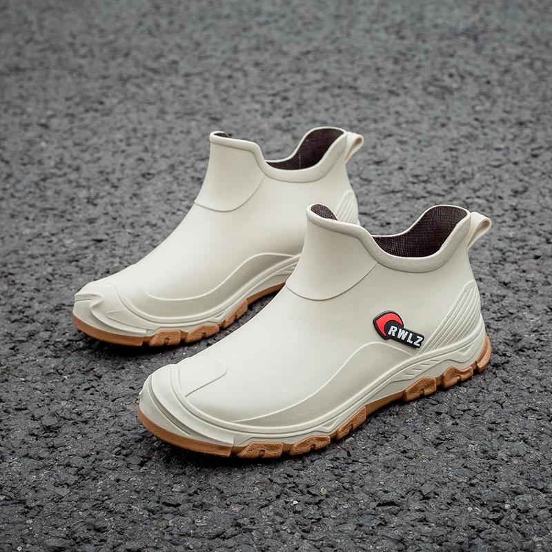 Winter Fur Rain Boots Men Fashionable Non Slip Waterproof Rubber Shoes Fishing Work Car Wash Resistant Water Boots