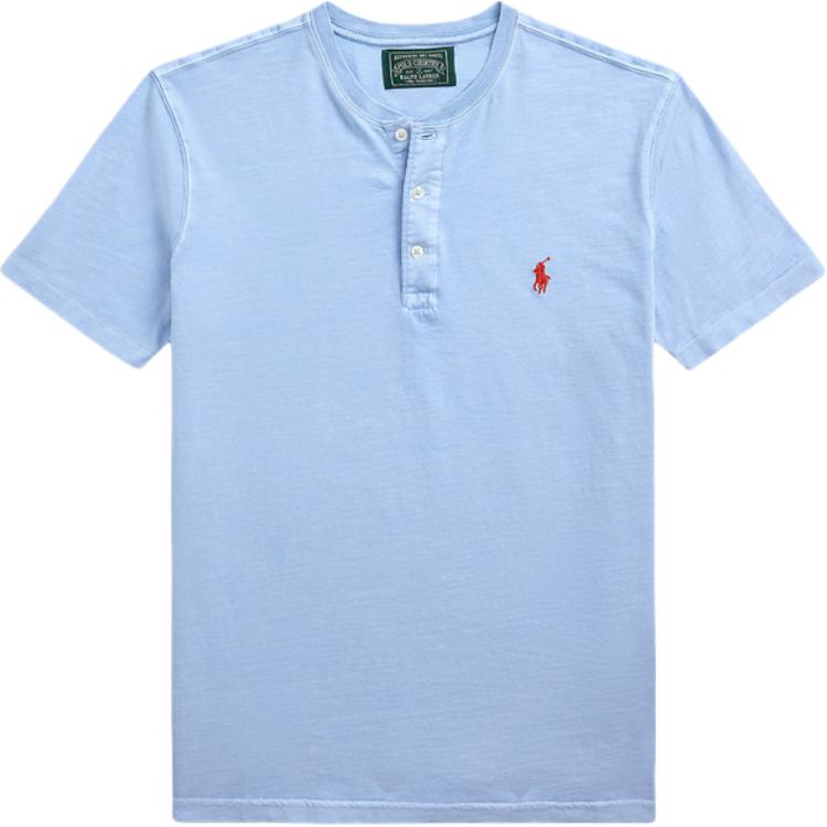 

Polo Ralph Lauren Хлопковый трикотаж Короткий рукав Хенли Стандартная рубашка поло Мужской верх Синий MNPOKNI1N823465-400