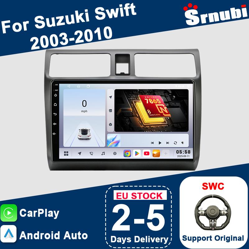 Srnubi 2 Din Carplay Android Auto for Suzuki Swift 2003 - 2010 10 Inch Car Radio Multimedia Player GPS Navigation DSP Bluetooth 5.4 Support SWC Acce